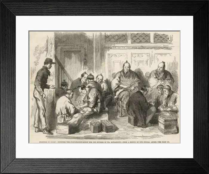 Framed Print : Counting compensation money for murder of Mr Richardson Framed Print : Counting compensation money for murder of Mr Richardson