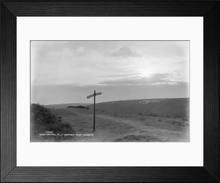 Framed Print : Signpost on St. Boniface Down Framed Print : Signpost on St. Boniface Down