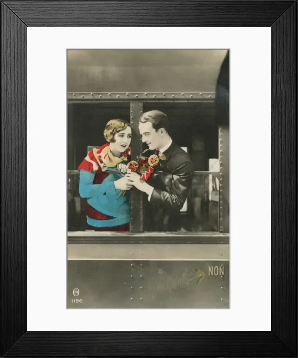 Framed Print : Couple in a railway carriage Framed Print : Couple in a railway carriage