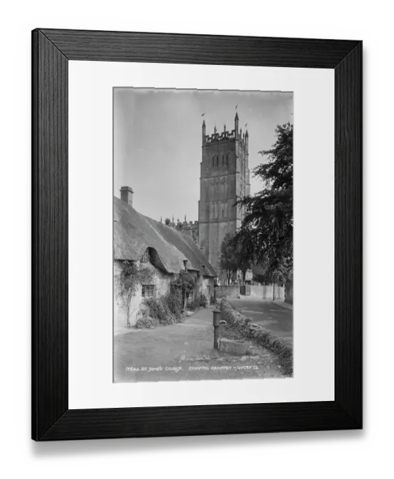 Framed Print : St. James Church and Thatched Cottages Framed Print : St. James Church and Thatched Cottages