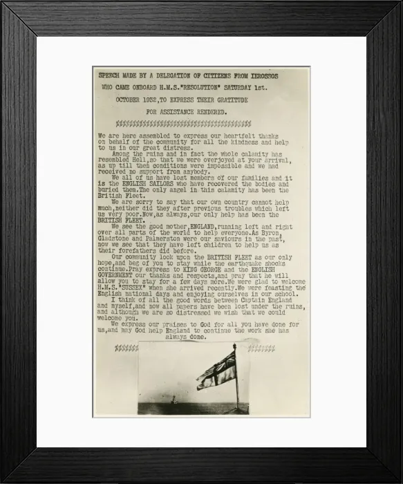 Framed Print : Speech of thanks to British Fleet from people of Ierossos Framed Print : Speech of thanks to British Fleet from people of Ierossos