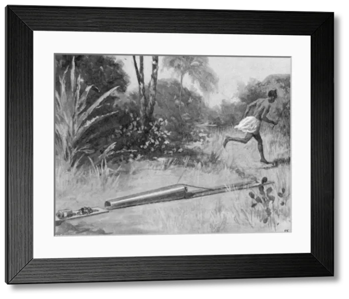 Framed Print : Mendi Expedition. The native method of firing a cannon Framed Print : Mendi Expedition. The native method of firing a cannon