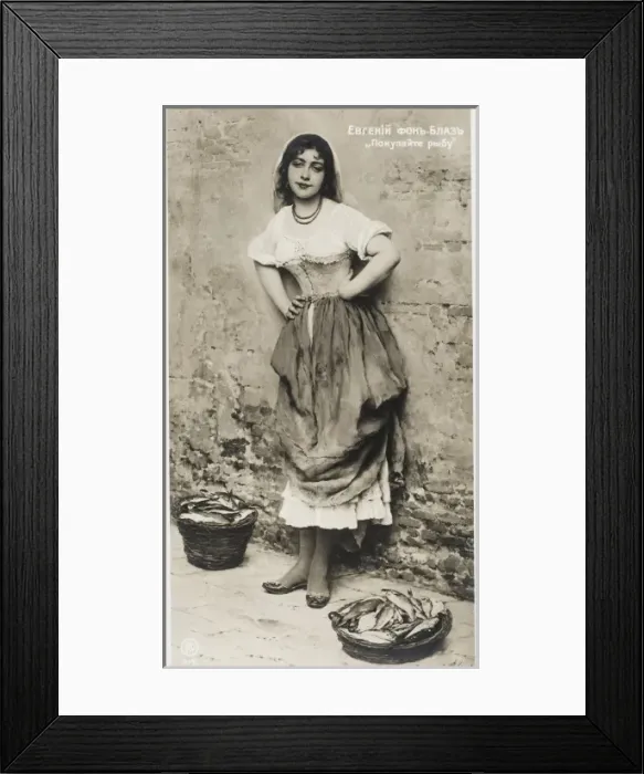 Framed Print : Pretty young Fish Seller, Russia Framed Print : Pretty young Fish Seller, Russia