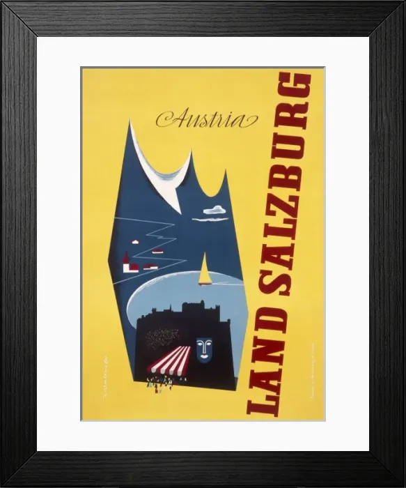 Framed Print : Poster for Salzburg, Austria Framed Print : Poster for Salzburg, Austria