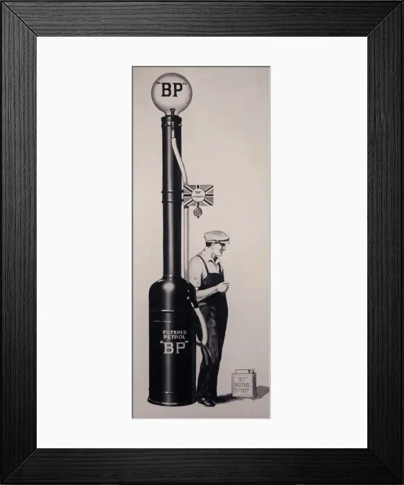 Framed Print : Petrol Pump and Pump Attendant Framed Print : Petrol Pump and Pump Attendant