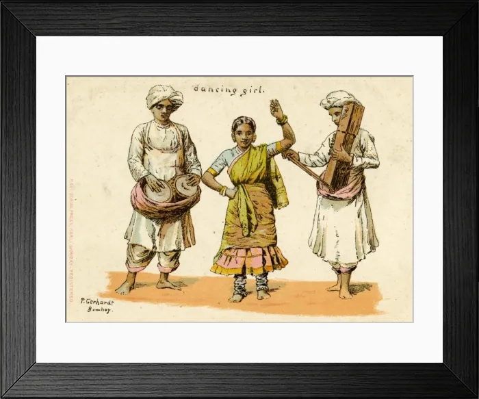 Framed Print : India - Indian Dancing Girl and Musicians Framed Print : India - Indian Dancing Girl and Musicians