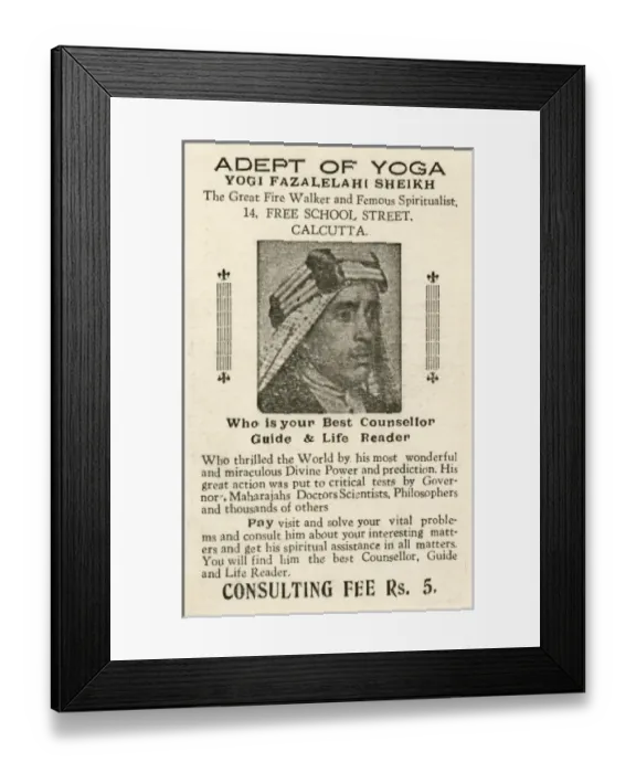 Framed Print : Card of Yogi Fazalelahi Sheikh Framed Print : Card of Yogi Fazalelahi Sheikh