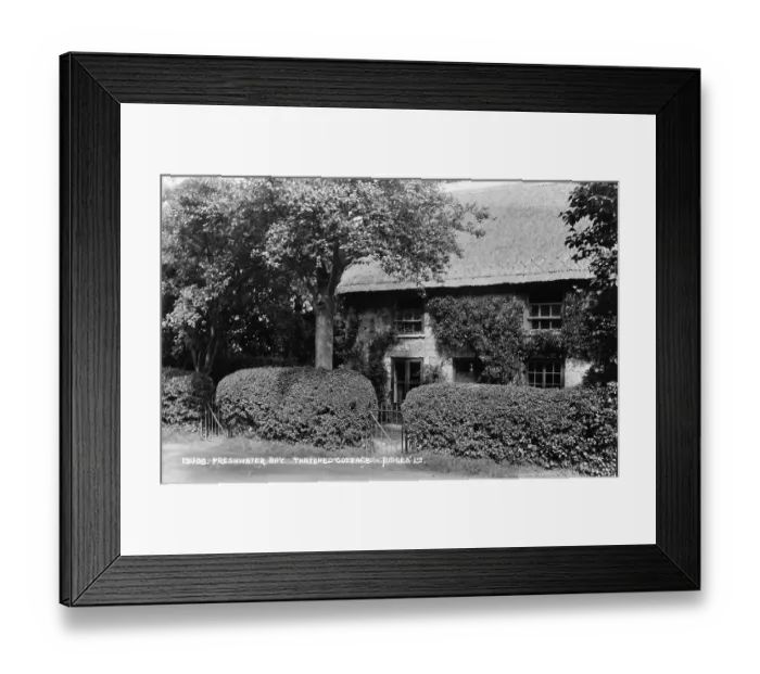 Framed Print : Thatched Cottage in Freshwater Bay Framed Print : Thatched Cottage in Freshwater Bay