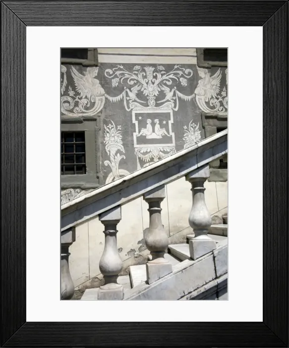 Framed Print : Pisa. Architectural detail and stairs on the Palazzo della Carovana in Pisa, Italy Framed Print : Pisa. Architectural detail and stairs on the Palazzo della Carovana in Pisa, Italy