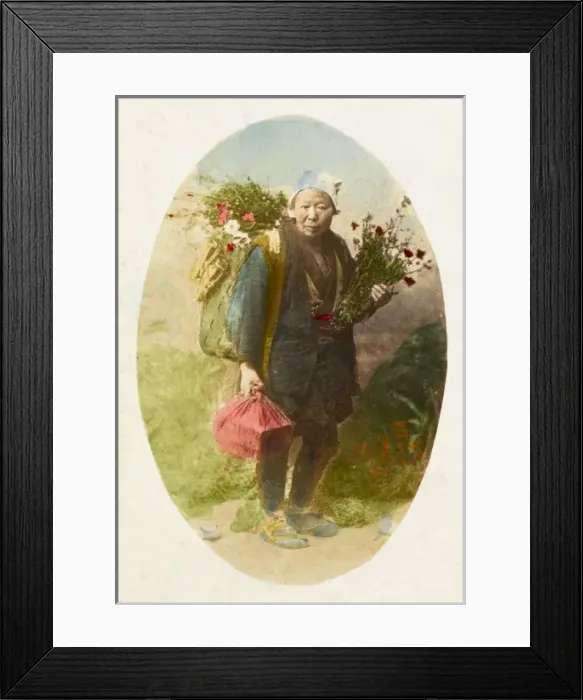 Framed Print : Elderly Japanese flower seller Framed Print : Elderly Japanese flower seller