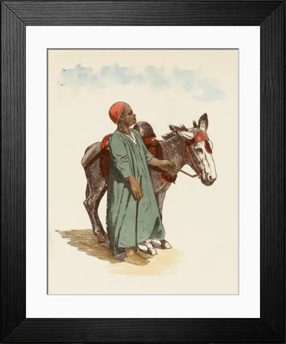 Framed Print : Young Egyptian boy with his donkey Framed Print : Young Egyptian boy with his donkey