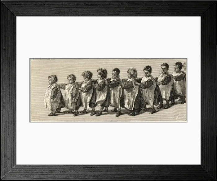 Framed Print : Toddlers in a line Framed Print : Toddlers in a line