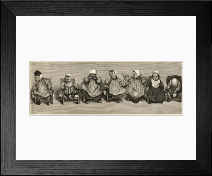 Framed Print : A line of crying babies Framed Print : A line of crying babies