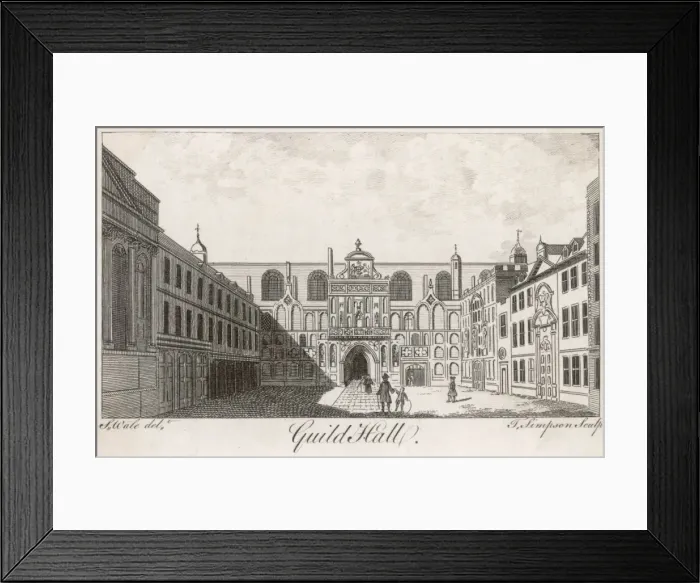 Framed Print : GUILDHALL. The forecourt in the early 18th century Framed Print : GUILDHALL. The forecourt in the early 18th century