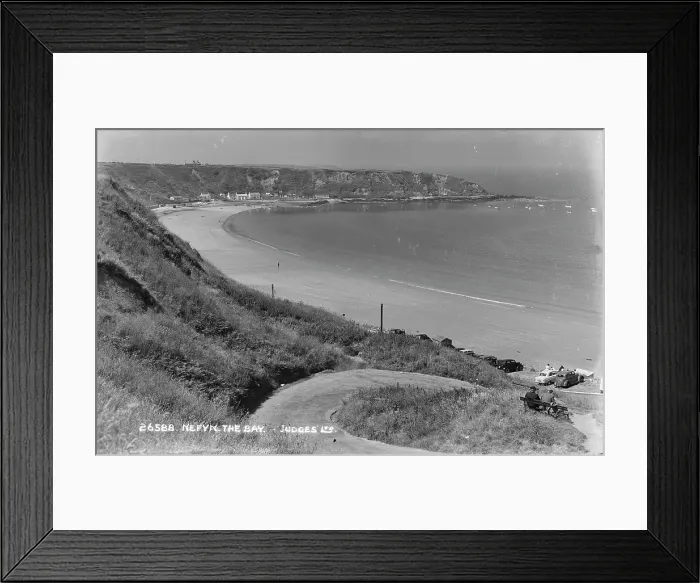 Framed Print : Nefyn Bay. This black and white photograph captures the serene beauty of Nefyn Bay Framed Print : Nefyn Bay. This black and white photograph captures the serene beauty of Nefyn Bay