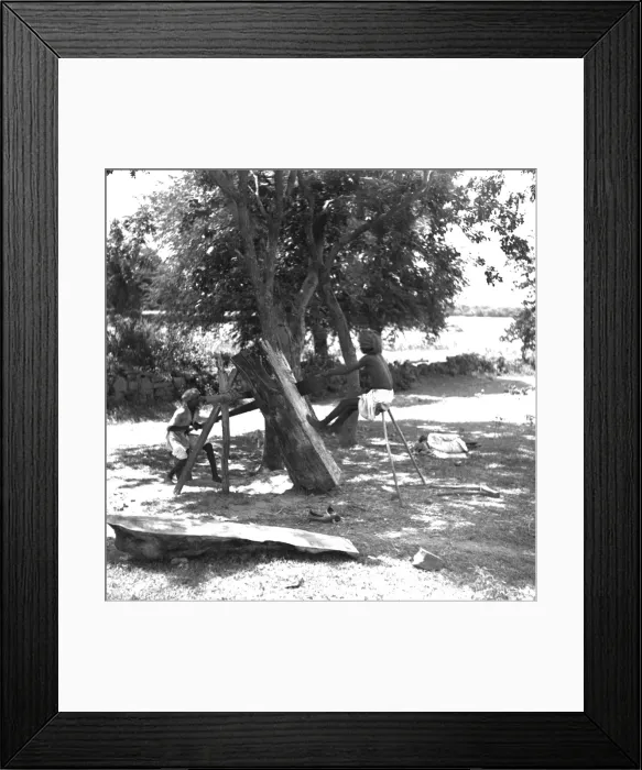 Framed Print : Two men sawing a log, Madhya Pradesh, India Framed Print : Two men sawing a log, Madhya Pradesh, India