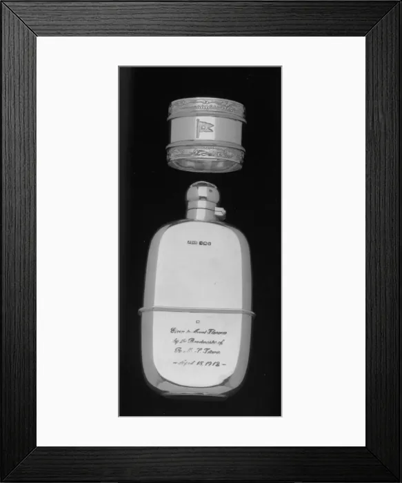 Framed Print : Pocket flask and napkin ring from Titanic Framed Print : Pocket flask and napkin ring from Titanic