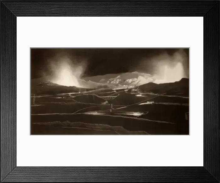 Framed Print : An oil field at night - Middle East Framed Print : An oil field at night - Middle East
