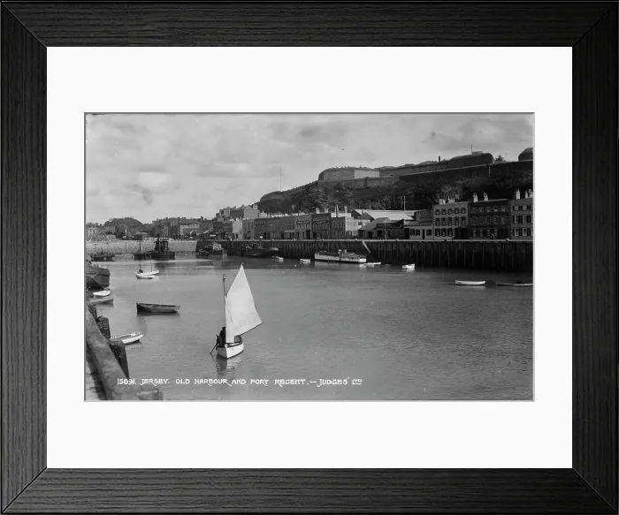 Framed Print : Jersey Old Harbour and Fort Regent Framed Print : Jersey Old Harbour and Fort Regent