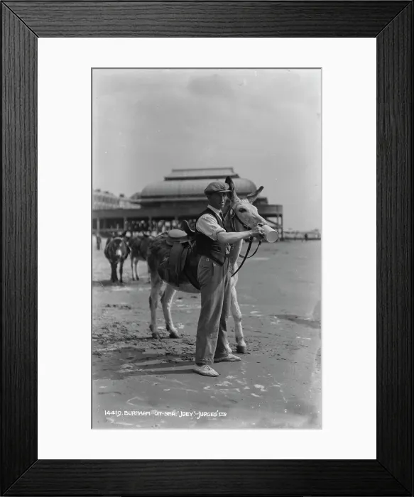 Framed Print : Man with a Donkey on the Beach Framed Print : Man with a Donkey on the Beach