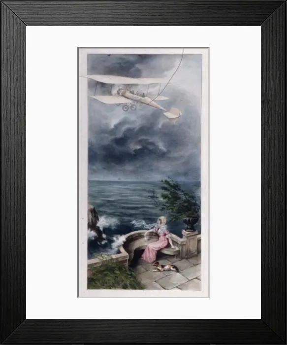 Framed Print : Lady watches aeroplane Framed Print : Lady watches aeroplane
