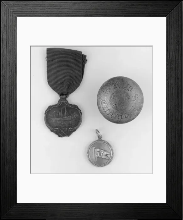 Framed Print : RMS Carpathia medal, divot and fob Framed Print : RMS Carpathia medal, divot and fob
