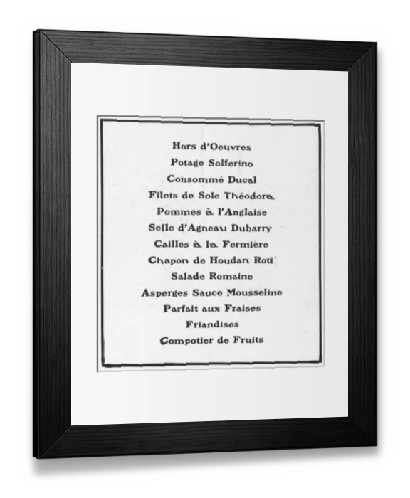 Framed Print : Menu from the Savoy salle manger Framed Print : Menu from the Savoy salle manger