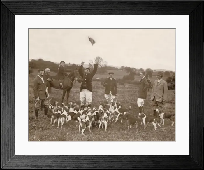 Framed Print : Foxhunting group with hounds Framed Print : Foxhunting group with hounds