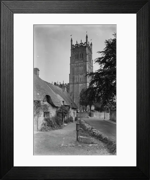 Framed Print : Quaint Village with Church Tower Framed Print : Quaint Village with Church Tower