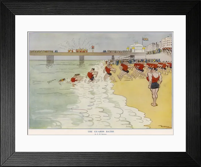 Framed Print : The Guards Bathe by H. M. Bateman Framed Print : The Guards Bathe by H. M. Bateman