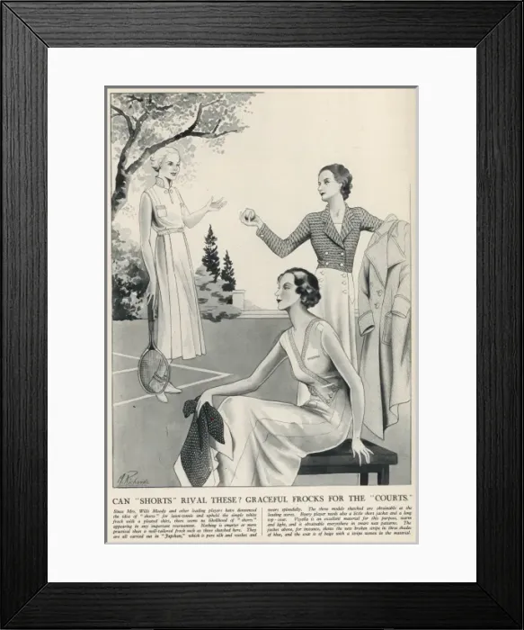 Framed Print : Can shorts rival these graceful frocks for the courts? Framed Print : Can shorts rival these graceful frocks for the courts?