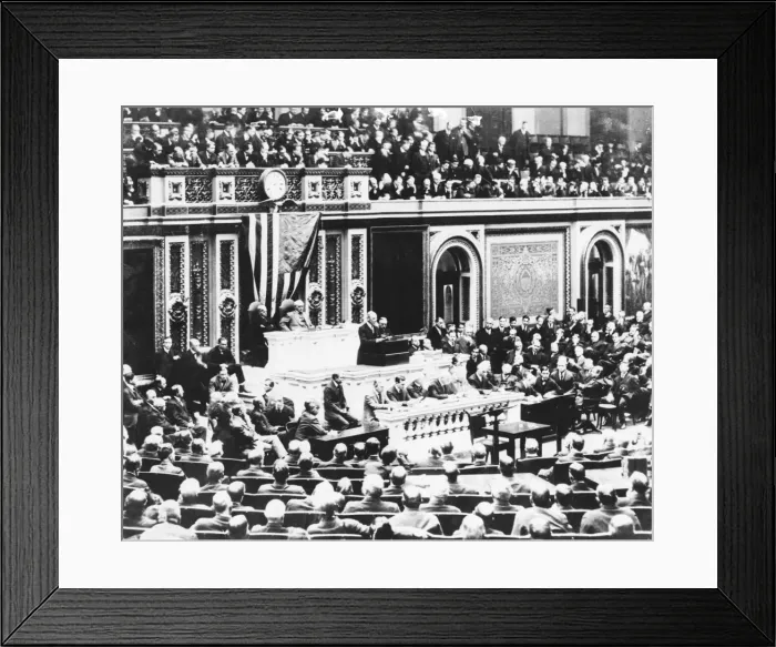 Framed Print : America declares war Framed Print : America declares war