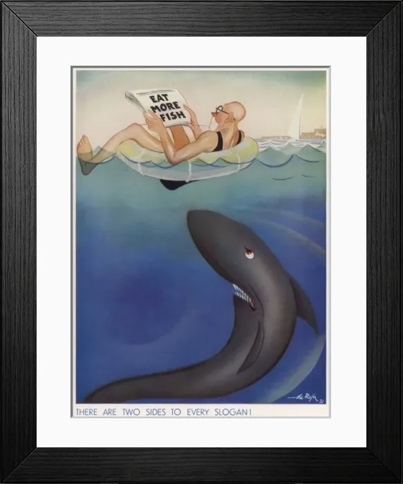 Framed Print : Eat More Fish by de Rosa Framed Print : Eat More Fish by de Rosa