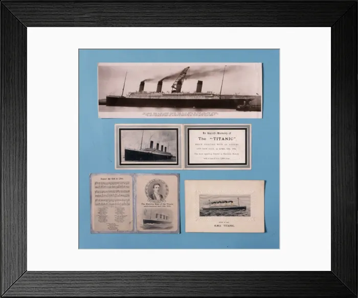 Framed Print : Selection of Titanic cards and postcards Framed Print : Selection of Titanic cards and postcards