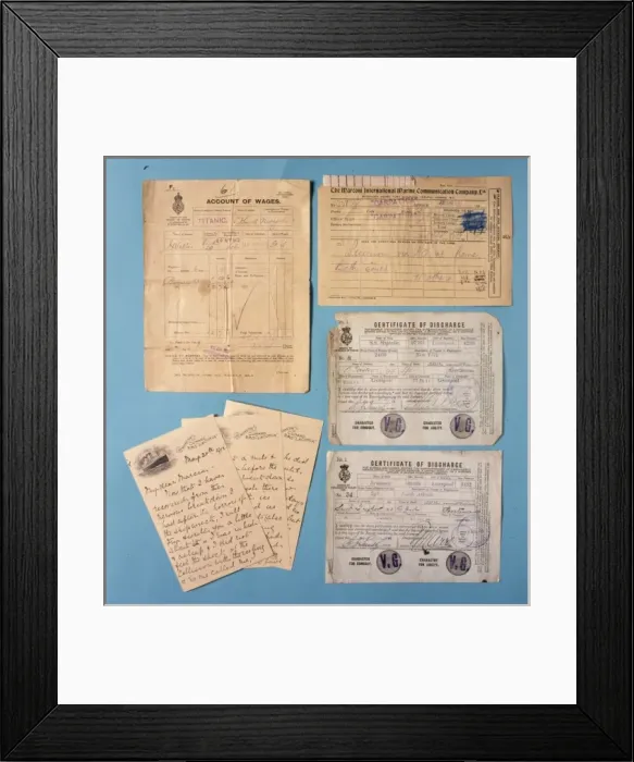 Framed Print : Selection of Titanic paperwork Framed Print : Selection of Titanic paperwork