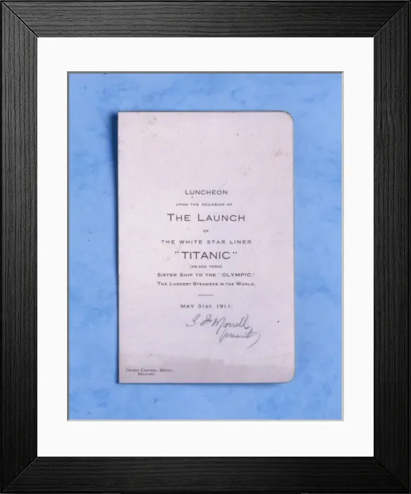 Framed Print : Titanic launch menu card Framed Print : Titanic launch menu card