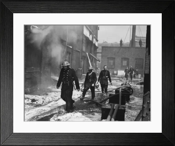 Framed Print : Fire at St. Katherines Docks during the Blitz Framed Print : Fire at St. Katherines Docks during the Blitz