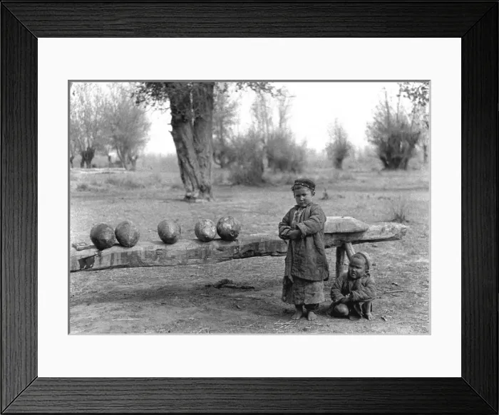 Framed Print : Two children in Kashgar, western China Framed Print : Two children in Kashgar, western China