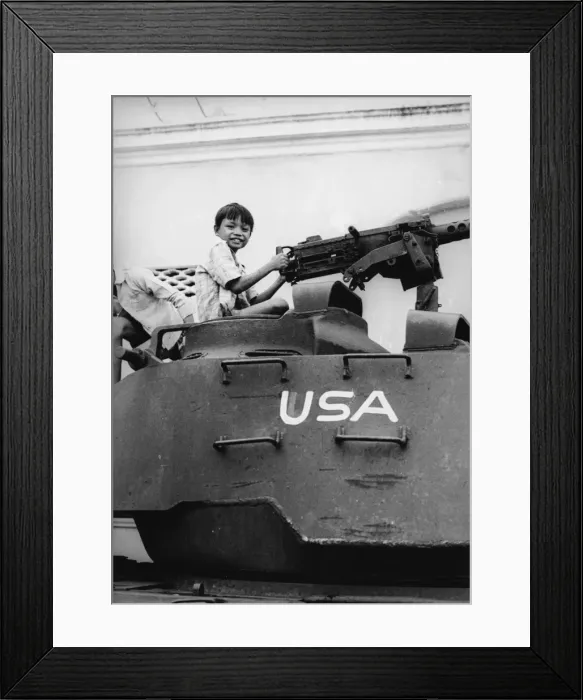 Framed Print : Children Play on Tank Framed Print : Children Play on Tank