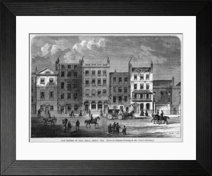 Framed Print : PALL MALL. Old houses in Pall Mall in the early nineteenth century Framed Print : PALL MALL. Old houses in Pall Mall in the early nineteenth century