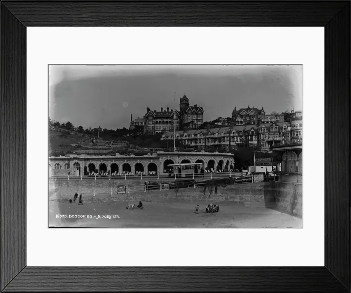 Framed Print : Historic Boscombe Beach Scene Framed Print : Historic Boscombe Beach Scene