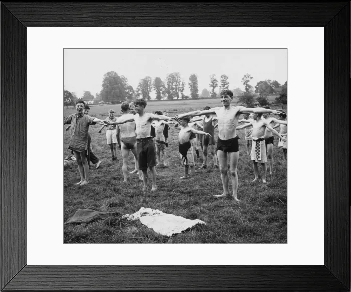 Framed Print : Boys Club morning exercise 1931 Framed Print : Boys Club morning exercise 1931