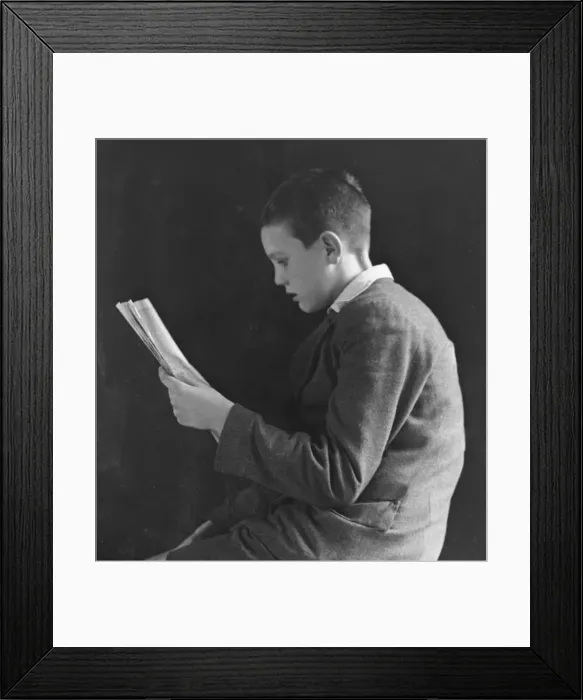 Framed Print : Boy reading, photographic portrait 1936 Framed Print : Boy reading, photographic portrait 1936