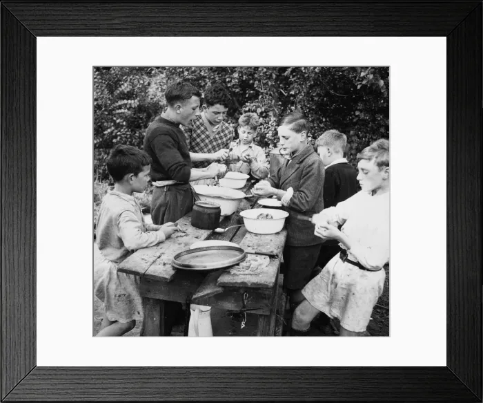 Framed Print : Boys Club potato peeling 1931 Framed Print : Boys Club potato peeling 1931