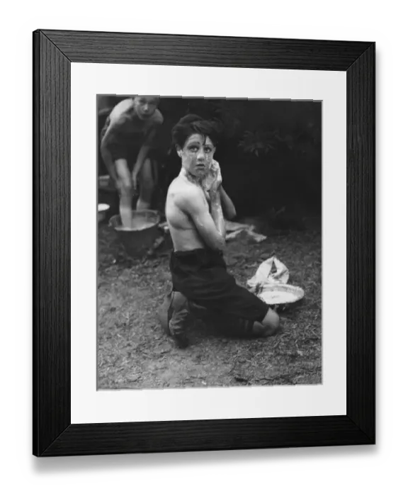 Framed Print : Outdoor washing, Boys Club 1928 Framed Print : Outdoor washing, Boys Club 1928
