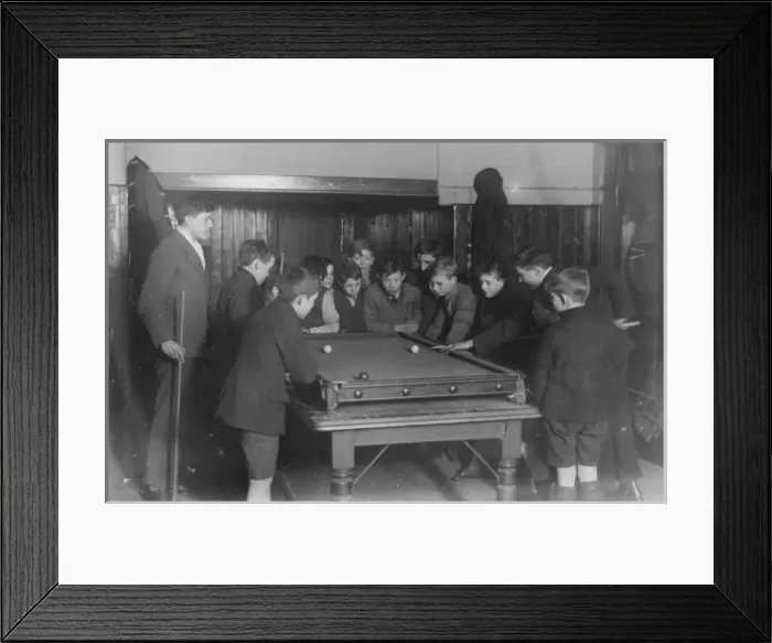 Framed Print : Boys club snooker game, March 1929 Framed Print : Boys club snooker game, March 1929