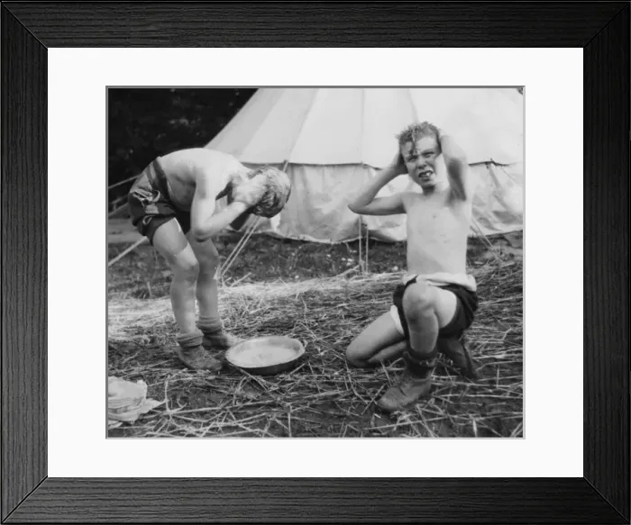 Framed Print : Outdoor washing, Boys Club 1930 Framed Print : Outdoor washing, Boys Club 1930