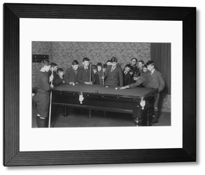Framed Print : Boys club snooker game, February 1930 Framed Print : Boys club snooker game, February 1930
