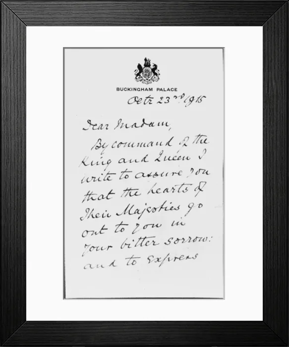 Framed Print : Wartime letter of condolence Framed Print : Wartime letter of condolence