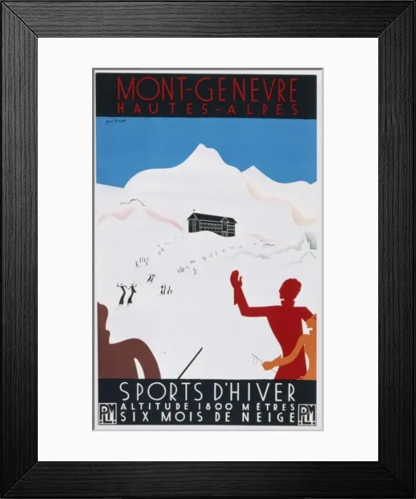Framed Print : Poster advertising Mont Genevre for Winter Sports Framed Print : Poster advertising Mont Genevre for Winter Sports